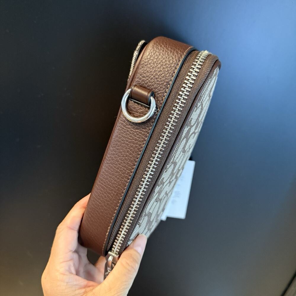 NWT Coach Men's Stanton Crossbody In Signature Jacquard Silver/Oak/Maple CH097 - Picture 5 of 13